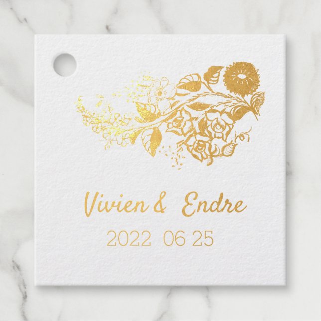 Stilvolle Kalocsai-Flora - personalisierte Hochzei Geschenkanhänger (Vorderseite)