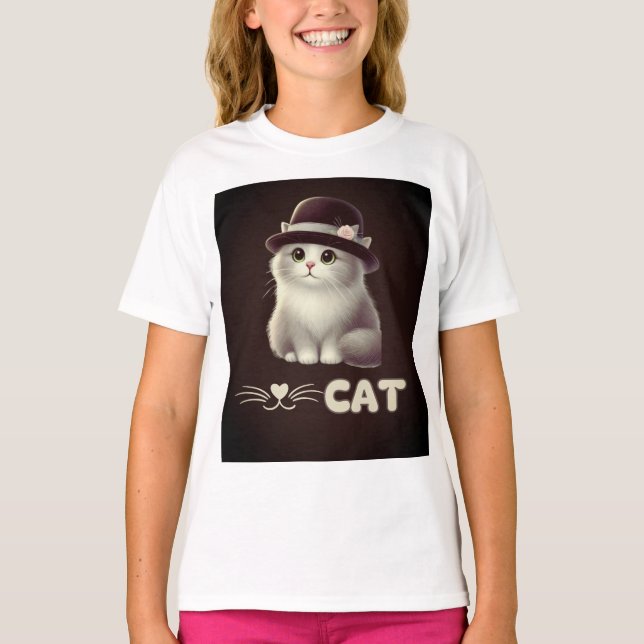 Stilvolle Katze mit Hut - Perfektes Geschenk für K T-Shirt (Vorderseite)