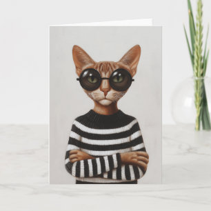 Stilvolle Katze mit runder Brille Karte