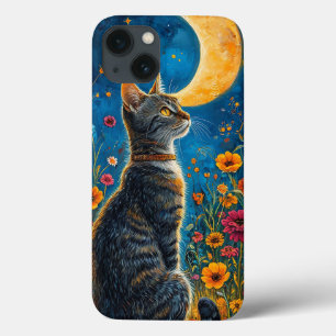 Stilvolle Katze unter dem Mond magischer Nachthimm Case-Mate iPhone Hülle