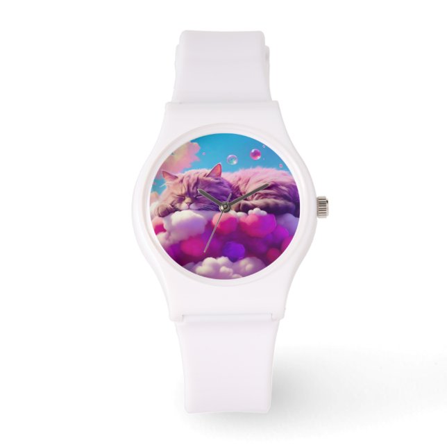 Stilvolle Katzenuhr für Katzenliebhaber Armbanduhr (Vorderseite)