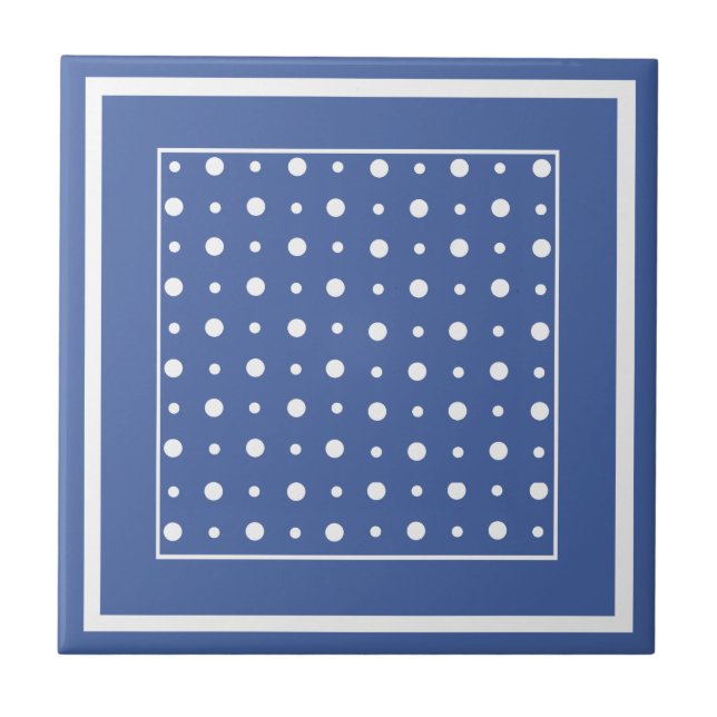 Stilvolle Keramik Tile, dunkelblaue Polka Dots Fliese (Vorderseite)