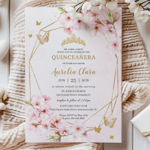 Stilvolle Kirschblüten Florale Quinceañera Sweet 1 Einladung