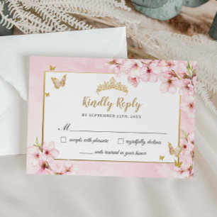 Stilvolle Kirschblüten Florale Quinceañera Sweet 1 RSVP Karte