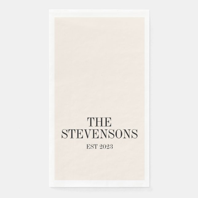 Stilvolle klassische Familie Nachname Est Date Elv Serviette (Vorderseite)