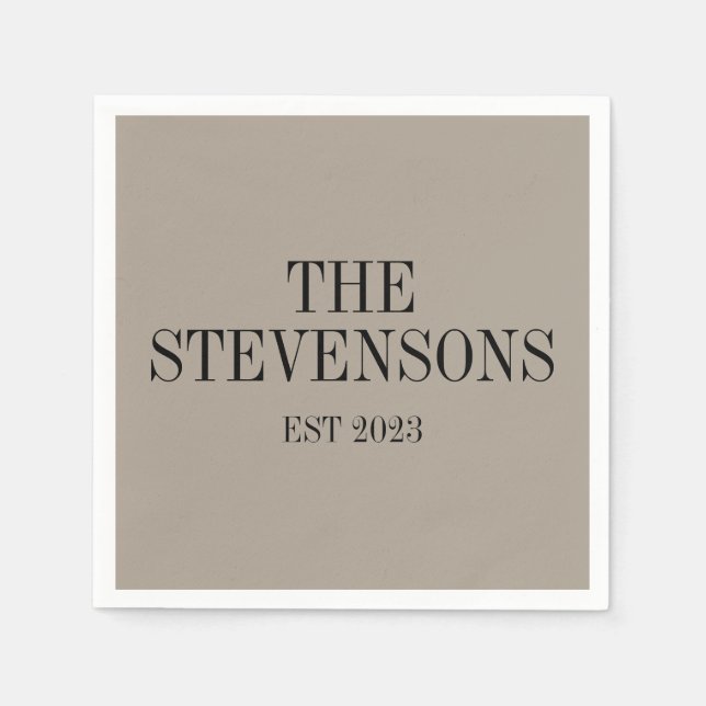 Stilvolle klassische Familie Nachname Est Date Tau Serviette (Vorderseite)