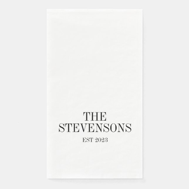 Stilvolle klassische Familienname Est Date White Serviette (Vorderseite)