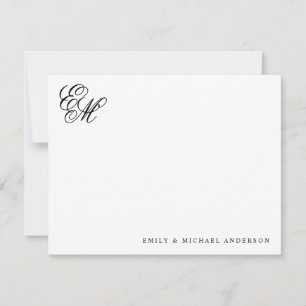 Stilvolle klassische Monogram Script Couple Statio Mitteilungskarte