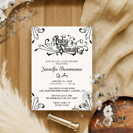 Stilvolle klassische Vintag Retro Ornament Baby Du Einladung