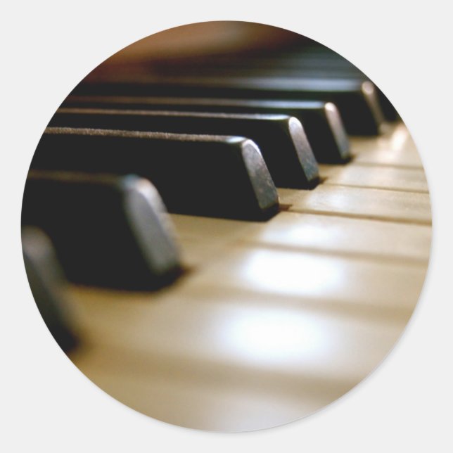 Stilvolle Klaviertastatur Runder Aufkleber (Vorderseite)