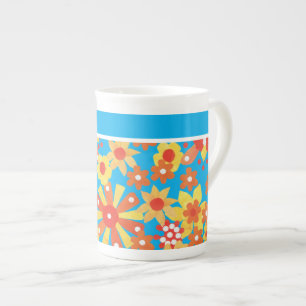 Stilvolle Knochen-China-Tasse, Ditzy Orange-Blume Prozellantasse