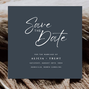 Stilvolle Kohle & Weiße Kalligrafie Save-the-Date- Einladung