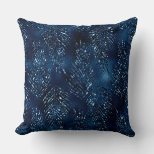 Stilvolle königsblaue Glitter-Tropen-Jungle-Blätte Kissen