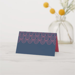 Stilvolle Kontur Rosa und Blau Geometrisch Platzkarte