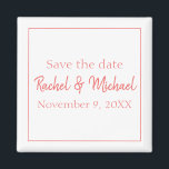 Stilvolle Korallen und Weiße Magnet<br><div class="desc">Ein Magnet,  der das perfekte  für Ihre Hochzeit ist,  dieses Element verfügt über einen klassischen weißen Hintergrund mit Korallentext,  personalisieren Sie Ihre heute!</div>