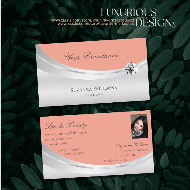 Stilvolle Korallensilber-Dekoration mit Foto und D Visitenkarte (Von Creator hochgeladen)