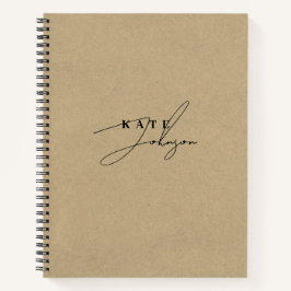 Stilvolle Kraft Black Signature Script Monogram Notizbuch