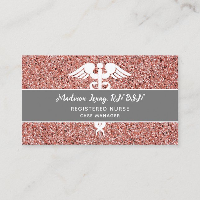 Stilvolle Krankenschwester Rose Gold Pink Medical Visitenkarte (Vorderseite)
