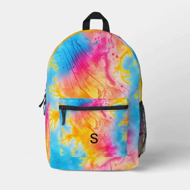 Stilvolle Krawatte- und Dye Monogram-Initialen Bedruckter Rucksack (Vorderseite)