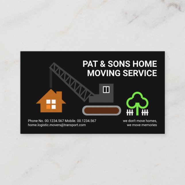 Stilvolle kreative Kranbewegung Zuhause Transport Visitenkarte (Vorderseite)