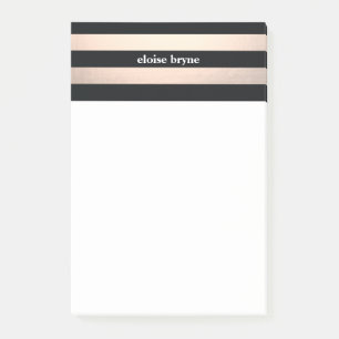 Stilvolle kühne Rose Gold und Schwarz Streifen Mod Post-it Klebezettel