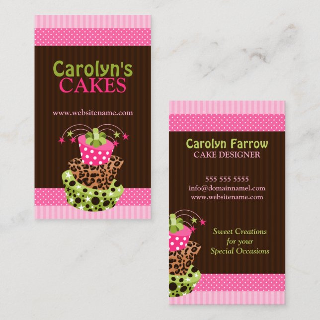 Stilvolle Kunst-Kuchen-Bäckerei Visitenkarte (Vorne/Hinten)