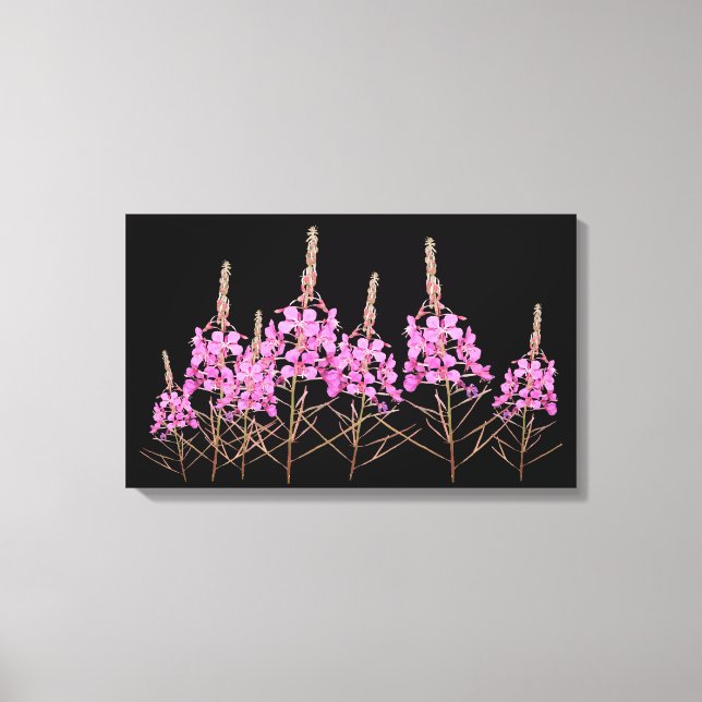 Stilvolle Kunstwerke lila Rosa Wild Feuer floralen Leinwanddruck (Vorderseite)