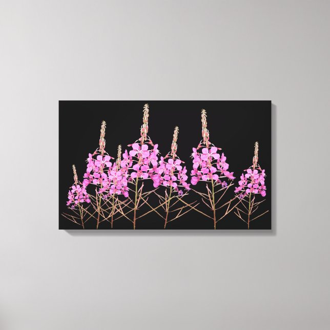 Stilvolle Kunstwerke lila Rosa Wild Feuer floralen Leinwanddruck (Vorderseite)