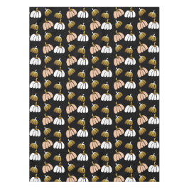 Stilvolle Kürbis in Schwarz, Weiß, Gold Tischdecke