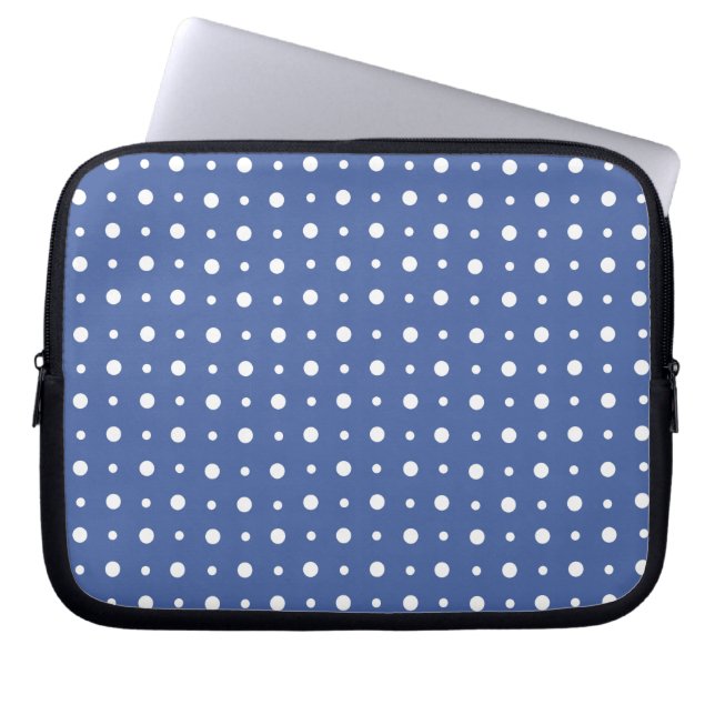 Stilvolle Laptop-Schnürsenkel, dunkelblaue Polka-P Laptopschutzhülle (Vorderseite)