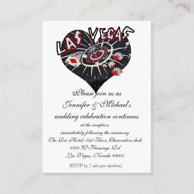 Stilvolle Las Vegas Wedding Reception Enclosure Ca Begleitkarte (Vorderseite)