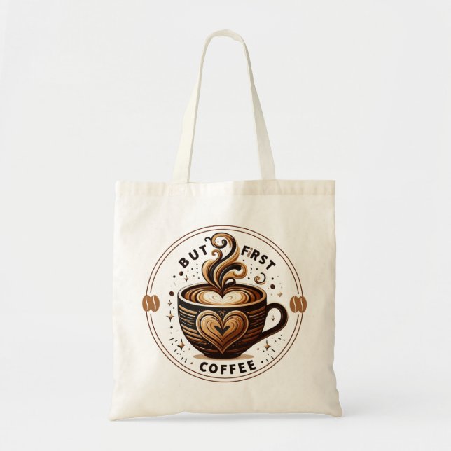 Stilvolle Latte Art Tote Tasche für Kaffeeliebhabe (Vorne)