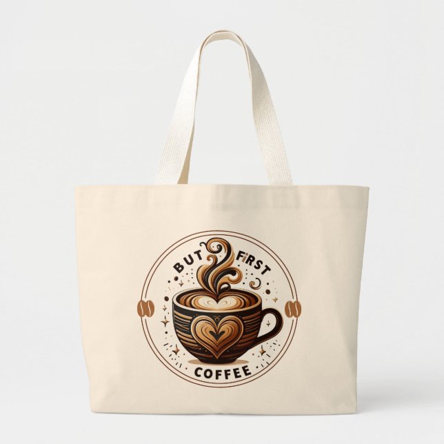 Stilvolle Latte Art Tote Tasche für Kaffeeliebhabe (Vorne)