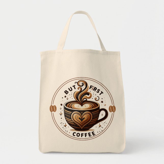 Stilvolle Latte Art Tote Tasche für Kaffeeliebhabe (Vorne)