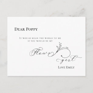 Stilvolle Leaf Black Script Blumenanfrage Postkarte