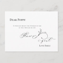 Stilvolle Leaf Black Script Blumenanfrage Postkarte