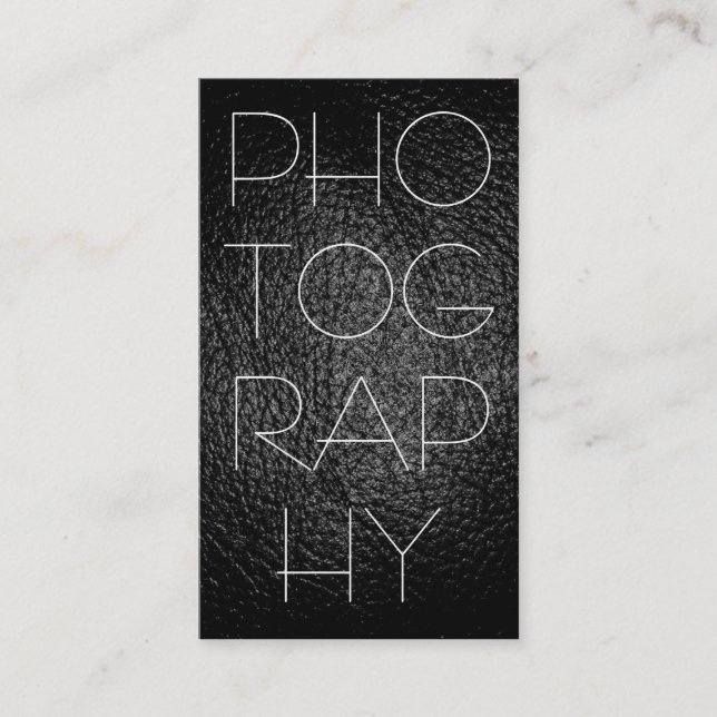 Stilvolle Leather Gray Fotografy Business Card Visitenkarte (Vorderseite)