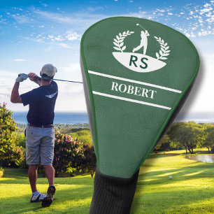 Stilvolle Ledertextur Personalisiert Monogram Name Golf Headcover