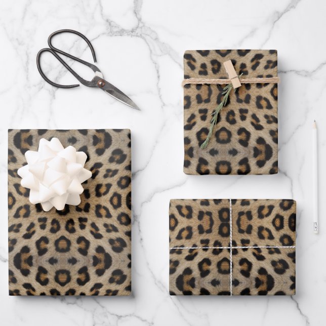 Stilvolle leopard-Cheetah-Pelztiermuster Geschenkpapier Set (Vorderseite)