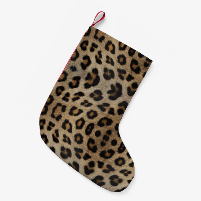 Stilvolle leopard-Cheetah-Pelztiermuster Kleiner Weihnachtsstrumpf (Vorderansicht (hängend))