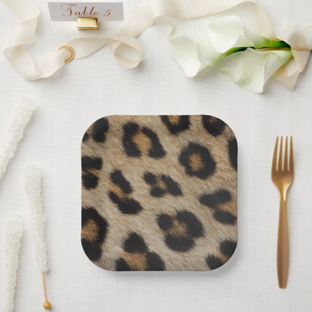 Stilvolle leopard-Cheetah-Pelztiermuster Pappteller (Hochzeit)