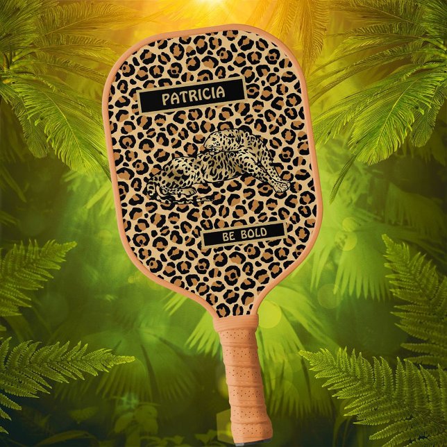 Stilvolle Leopard-Name Personalize-Meldung Pickleball Schläger (Von Creator hochgeladen)