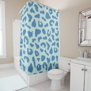Stilvolle Leopard Print Animal Muster in Blue Duschvorhang