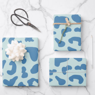 Stilvolle Leopard Print Animal Muster in Blue Geschenkpapier Set
