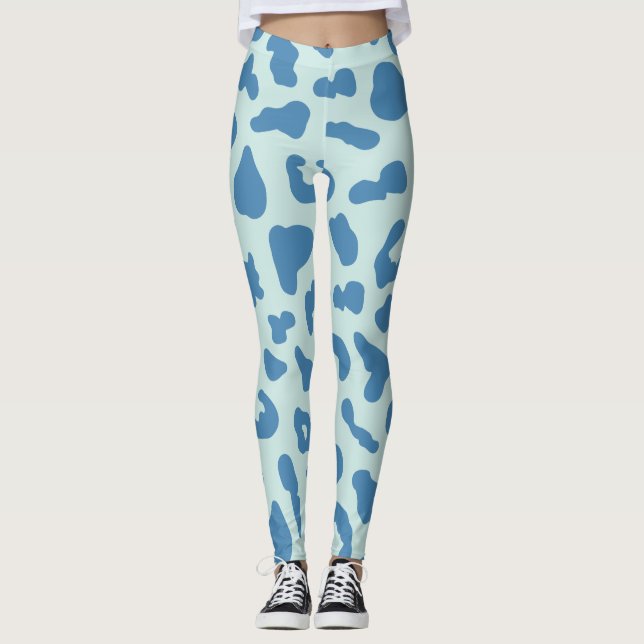 Stilvolle Leopard Print Animal Muster in Blue Leggings (Vorderseite)