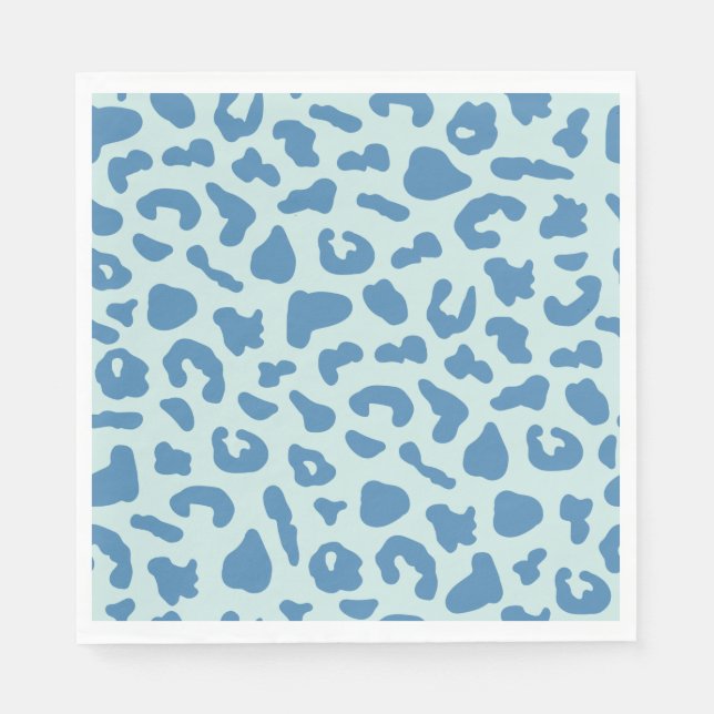 Stilvolle Leopard Print Animal Muster in Blue Serviette (Vorderseite)