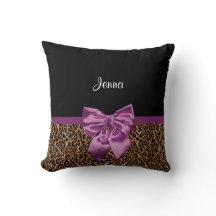 Stilvolle Leopard Print Elegant Lila Bow and Name