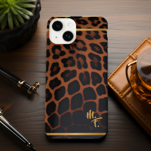 Stilvolle Leopard Print Primal Instinkt Mit Monogr iPhone 14 Hülle