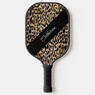 Stilvolle Leopard-Tierdrucke mit beliebigem Namen Pickleball Schläger