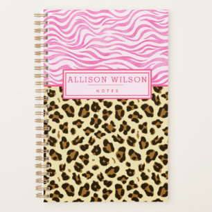 Stilvolle Leopard und rosa Zebra Print Planer